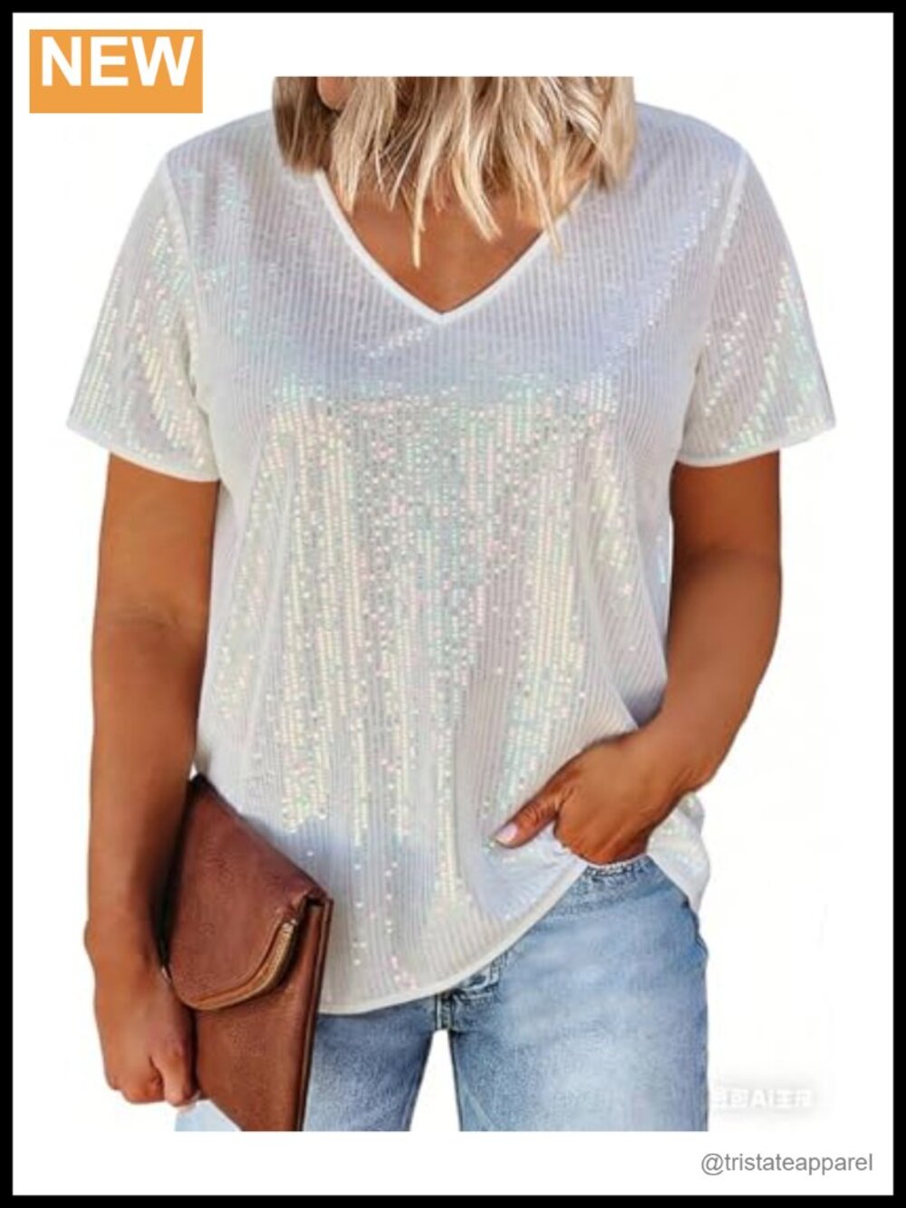 Plus Size Sequin Blouse V-Neck Short Sleeve Party Top Shimmer Wedding Shirt